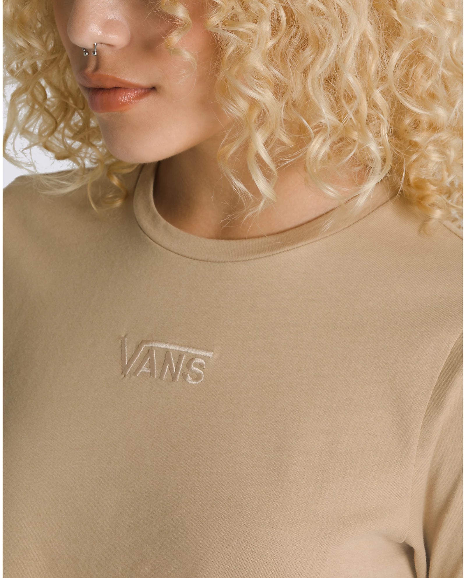 FLYING V CROP T-SHIRT  - INCENSE BROWN