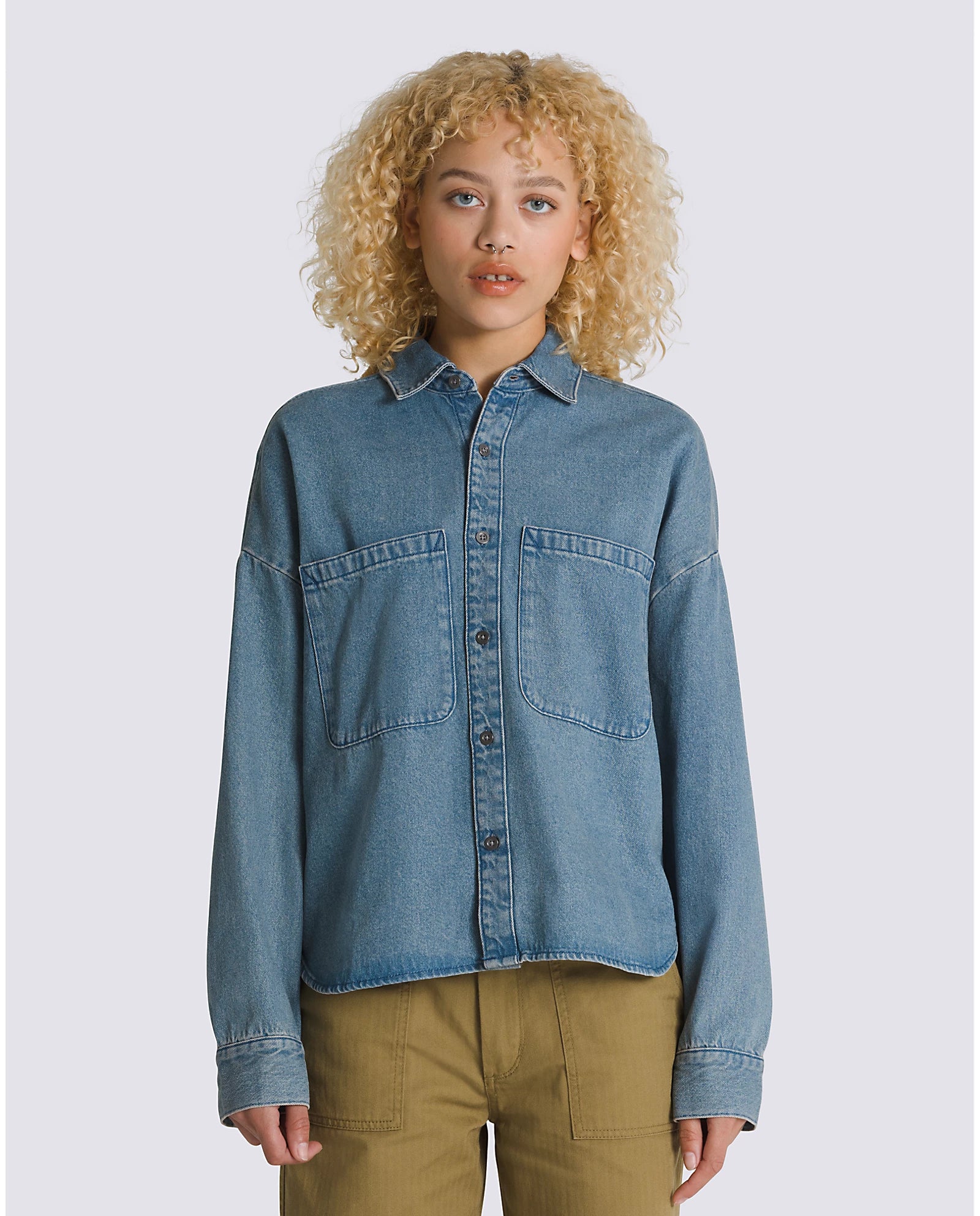 ANTICA BOXY DENIM LONG SLEEVE SHIRT  - 7W6